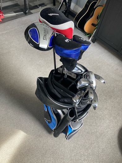 Spalding golf clubs and bag