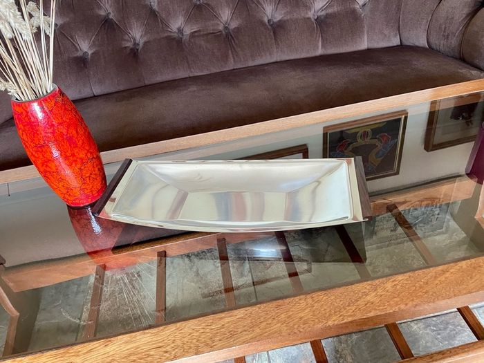 Mid Century Modern Stainless Steel Canoe Tray Danish Lundtofte DKF 1960s