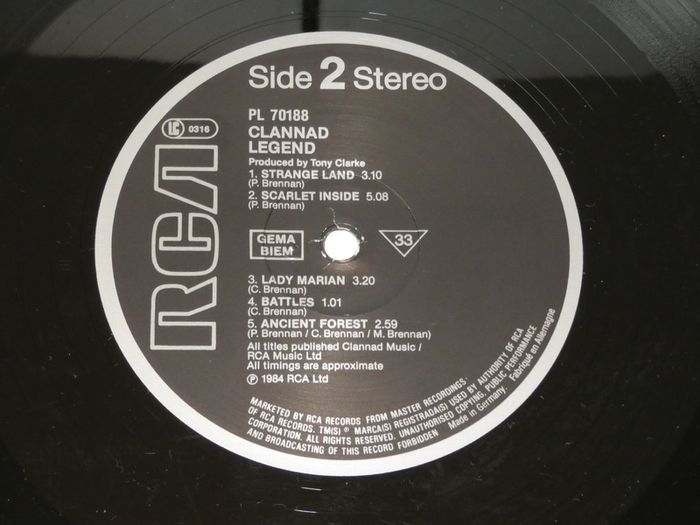 Clannad Legend Uk Pressing 1984 Lp