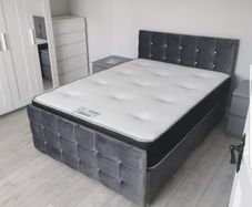 New Stylish SINGLE ,Double, King And Superking Sizes Sandy Divan Beds Instock. Tufted Memory Foam Mattresses And Optional Drawers Available