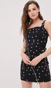 Diesel Black Star Print Denim Dress