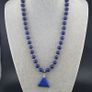 Vintage Lapis Lazuli Beads with Silver Triangle Lapis Pendant Necklace Image 3