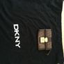 Brown DKNY leather and fabric bag and matching purse 100% genuine Image 8