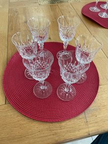 Set of six Galway Crystal small wine glasses