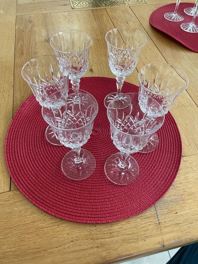 Set of six Galway Crystal small wine glasses