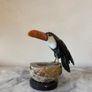 Hand-Carved Gemstone Toucan on Agate Geode Base Image 7