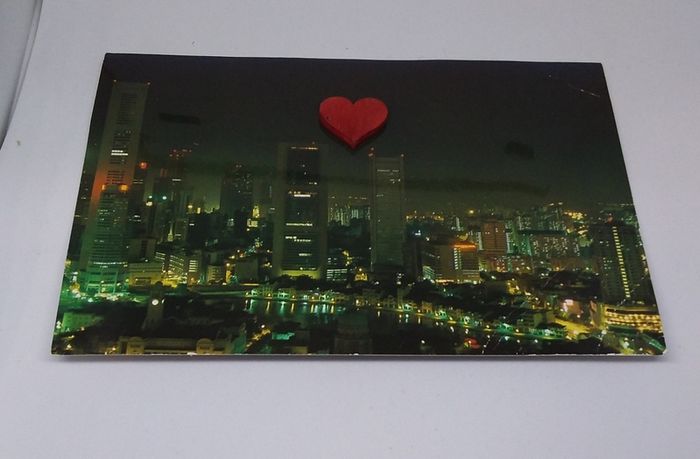 Singapore Postcard : Night View of City Centre - 1989