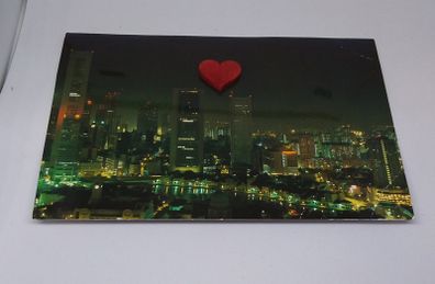 Singapore Postcard : Night View of City Centre - 1989