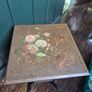 Antique Edwardian folk art handpainted fl9ral side table 2 tier Image 3