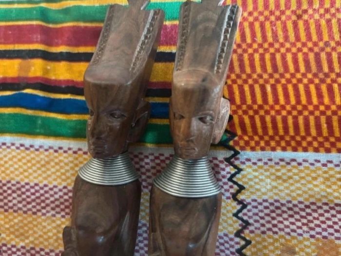 hand-carved wooden salad serving spoon and fork
