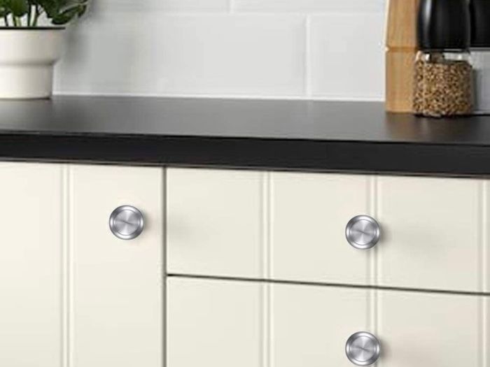 30Pcs Cabinet Door Knobs Round Mushroom Shape Pull Handle Drawer Knobs Silver Kitchen Cupboard Knobs Chrome with Screws for Bathroom Bedroom Furniture Wardrobe 30MM (FREE POSTAGE)
