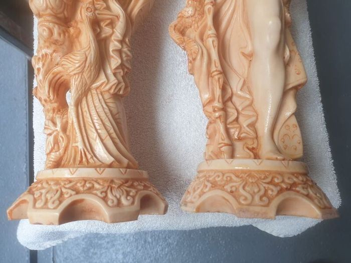 Vintage Matching pair of faux Ivory Oriental Style figures
