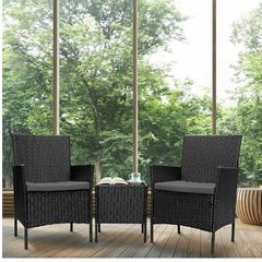 BRAND NEW 3 Pieces Wicker Rattan Patio Outdoor Furniture Conversation Sofa Bistro Garden