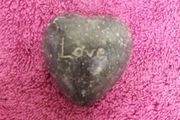 HEART - Stone - Engraved with the Word 'Love'