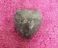 HEART - Stone - Engraved with the Word 'Love'
