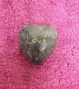 HEART - Stone - Engraved with the Word 'Love'