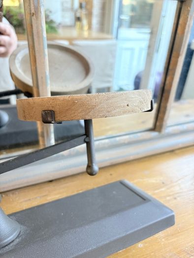 New metal and washed wood vintage scales effect display piece