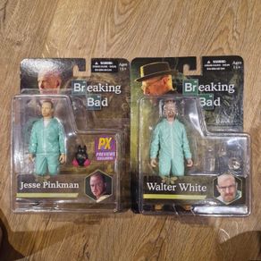 Mezco Breaking Bad Figure Set Jesse And Walter White Green Hazmat Suit