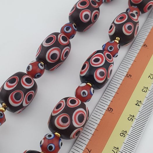 Antique Venetian Style Eyes Glass Big Beads Necklace