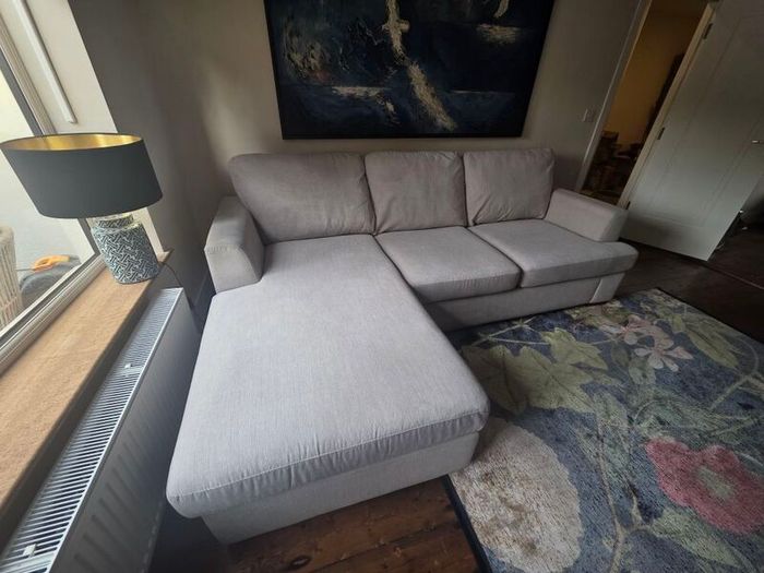 DFS Large Light Grey L-Shaped Corner Sofa with Chaise - 255cm