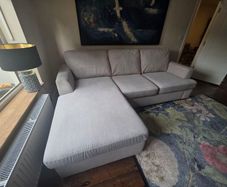 DFS Large Light Grey L-Shaped Corner Sofa with Chaise - 255cm