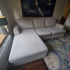 DFS Large Light Grey L-Shaped Corner Sofa with Chaise - 255cm