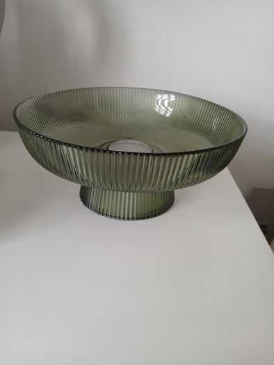 Raised glass dish - suitable for serving food or for flower arrangements