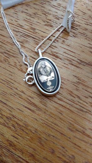 Pope Benedict XVI Pendant Necklace Locket. Platinum Over Stg Silver