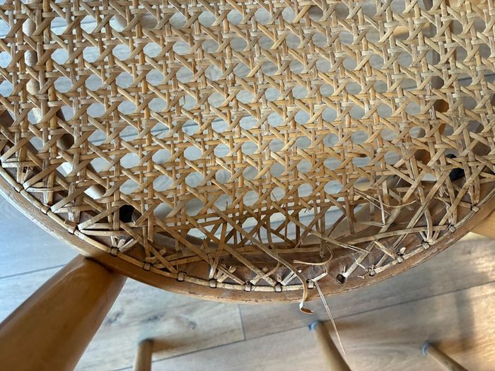 Set of 4 vintage Thonet bentwood cane bistro chairs
