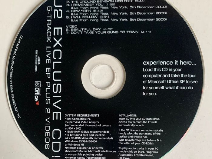 U2 [2001] Exclusive CD: 5 Track EP + 2 Videos (CD Album) The Sunday Times Promo
