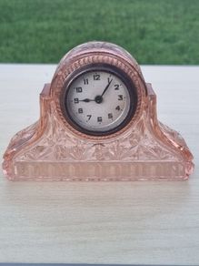 Art Deco Walther Pink Peach Glass Clock
