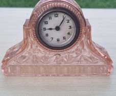 Art Deco Walther Pink Peach Glass Clock