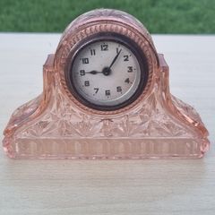 Art Deco Walther Pink Peach Glass Clock