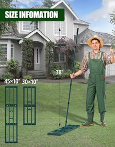 Lawn Leveling Rake, Stainless Steel Lawn Leveler with 45" x 10" Ground Plate, Adjustment Long Handle, Level Lawn Tool for Grass, Golf Field, Garden, Level Soil