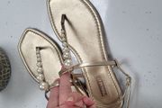 PRIMARK gold and pearl sandals Sz 8UK