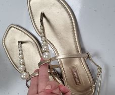 PRIMARK gold and pearl sandals Sz 8UK