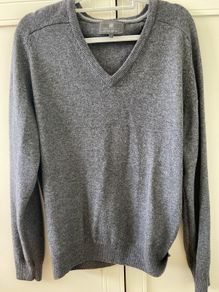 Charcoal grey M&S lambs wool V neck long sleeve sweater