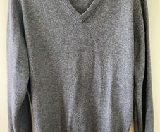 Charcoal grey M&S lambs wool V neck long sleeve sweater