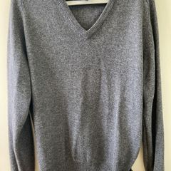 Charcoal grey M&S lambs wool V neck long sleeve sweater
