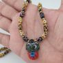 Vintage Venetian style Eyes Glass & Old Face Pendant Glass Beads Necklace Image 3