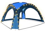 Party Tent with LED and 4 Sidewalls 3.6x3.6x2.3 m Blue
