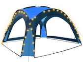 Party Tent with LED and 4 Sidewalls 3.6x3.6x2.3 m Blue