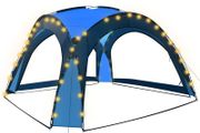 Party Tent with LED and 4 Sidewalls 3.6x3.6x2.3 m Blue