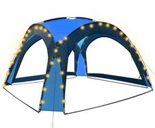 Party Tent with LED and 4 Sidewalls 3.6x3.6x2.3 m Blue