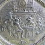 Vintage Large Brass Embossed Gaming Scene, diameter 25" Image 10