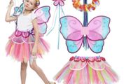Pink Rainbow Fairy Princess Costume for Girls Dress Up with Tutu Dress and Accessories