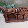 Vintage Horse & Cart Sculpture Image 3