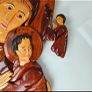 Vintage Handcrafted Wood Intarsia Wall Plaque | Madonna & Child Religious Art Icon Image 4