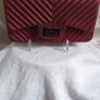Matte Burgundy Red Chevron Flap Shoulder Handbag with Gunmetal Chain Image 4