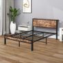 Double Bed Frame with Wooden Storage Shelf Headboard Image 2